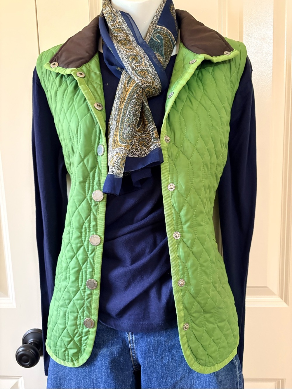 Tommy Hilfiger Quilted Green Women's Vest - Lightweight Layering Piece, size M